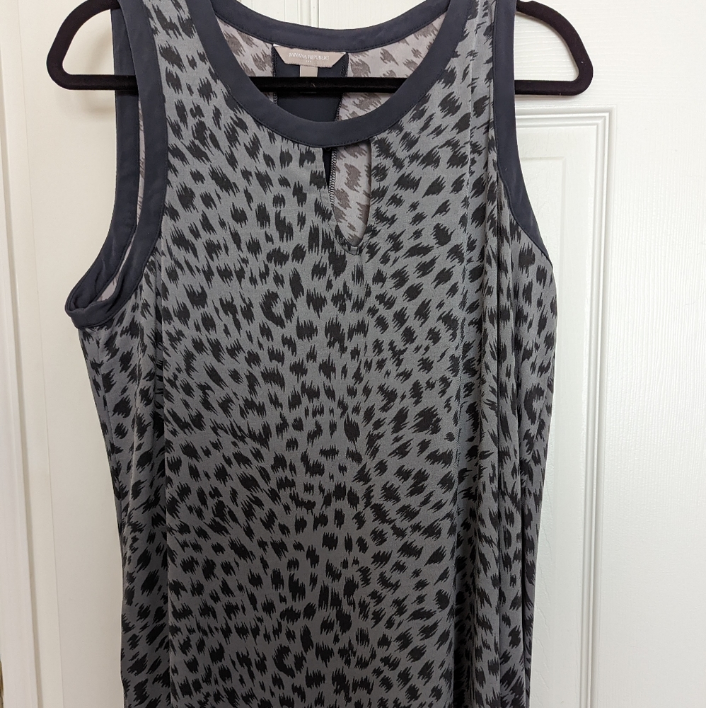 Grey Leopard‎ Print Sleeveless Dress Top
